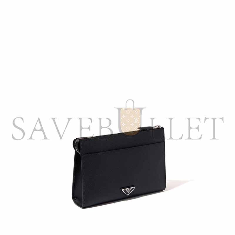 Pra*a embossed logo pouch in saffiano-leather 2vf039 (25*17*5cm)